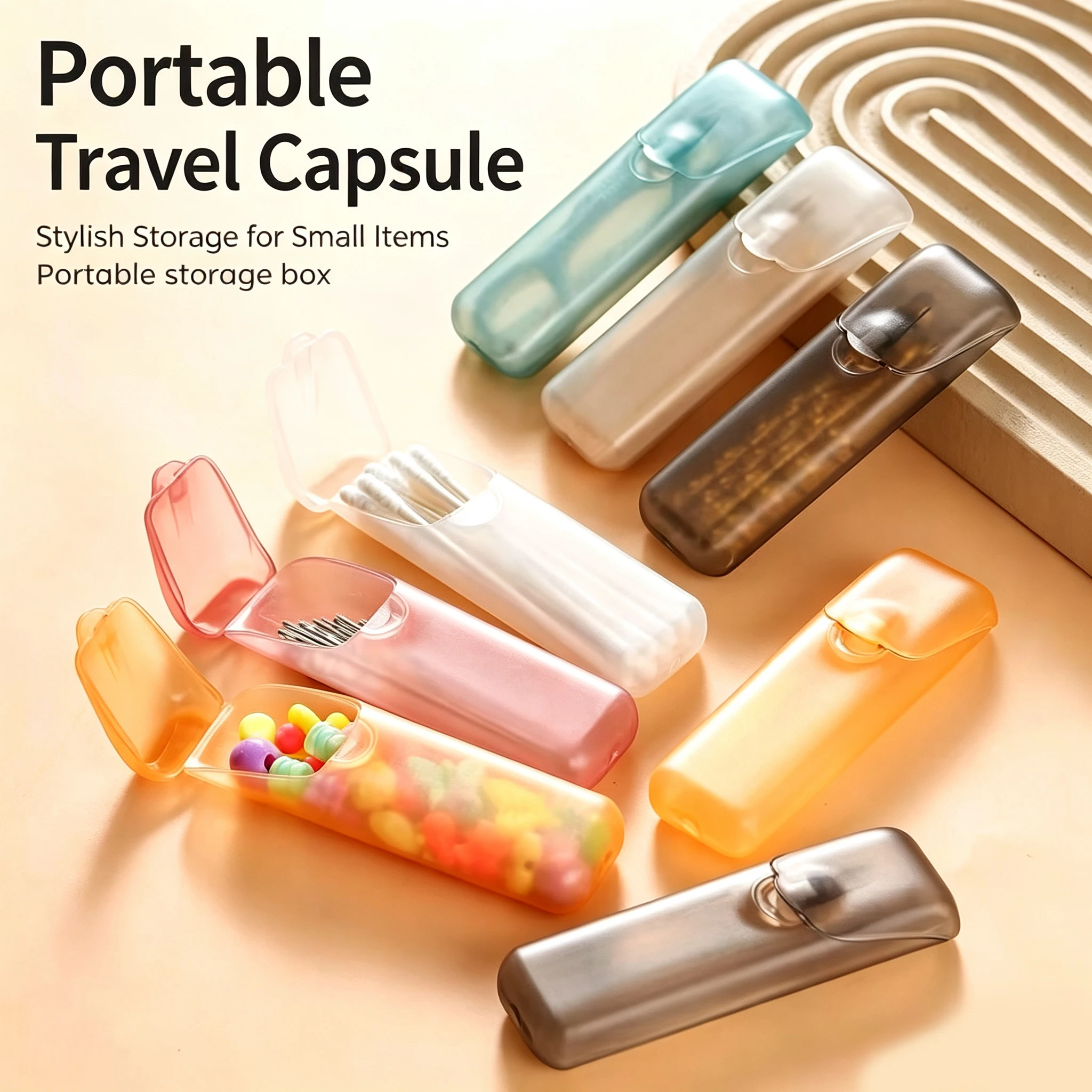 6pcs Mini Portable Storage Boxes,Small Parts Organizer Travel Toothpick, Dental Floss, Pill, and Jewelry Storage Compartments