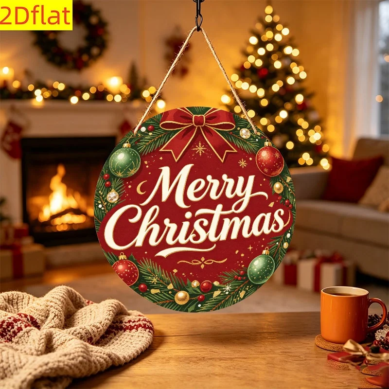 2D Flat, 2D Flat Wooden Round Hanging Sign, 1pc Per Pack. Perfect for Halloween, Christmas, Thanksgiving, and Autumn Harvest Sea