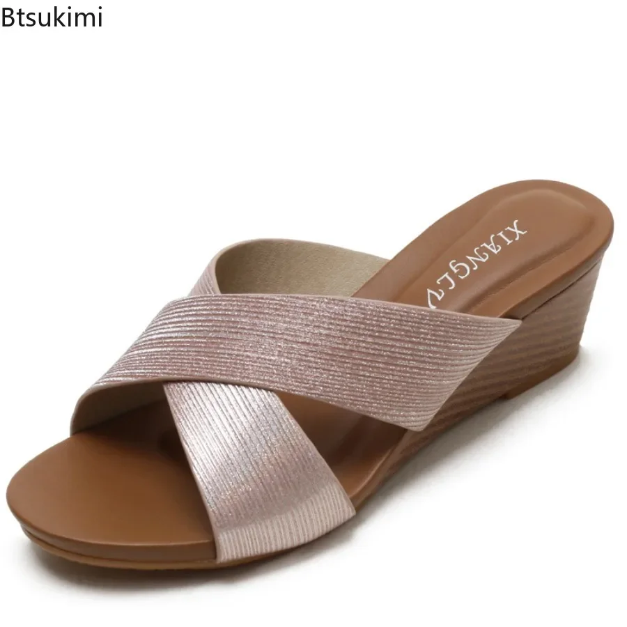 

New Bohemian Roman Sandals for Women Ethnic Style Peep Toe Holiday Travel Casual Slippers Thick Soled Wedge Shoes Woman Slides