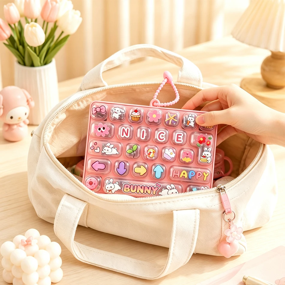 26Grid Keycap Clicker Anti Stress Fidget Keyboard Keychain Decompression Button Cartoon Hand Relax Party Favor Gift 26구 키캡 키링