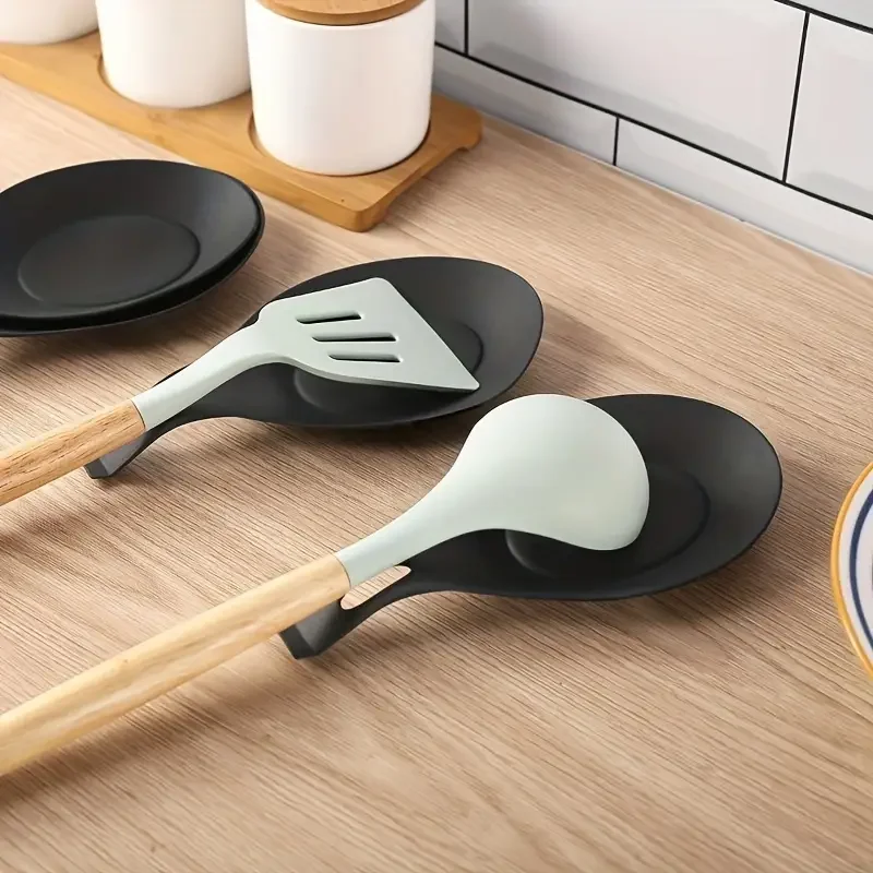 1PC Random Color Rubber Spoon Rack Scraper Rack Heat-Resistant Kitchen Utensil Pad Tray Kitchen Tool