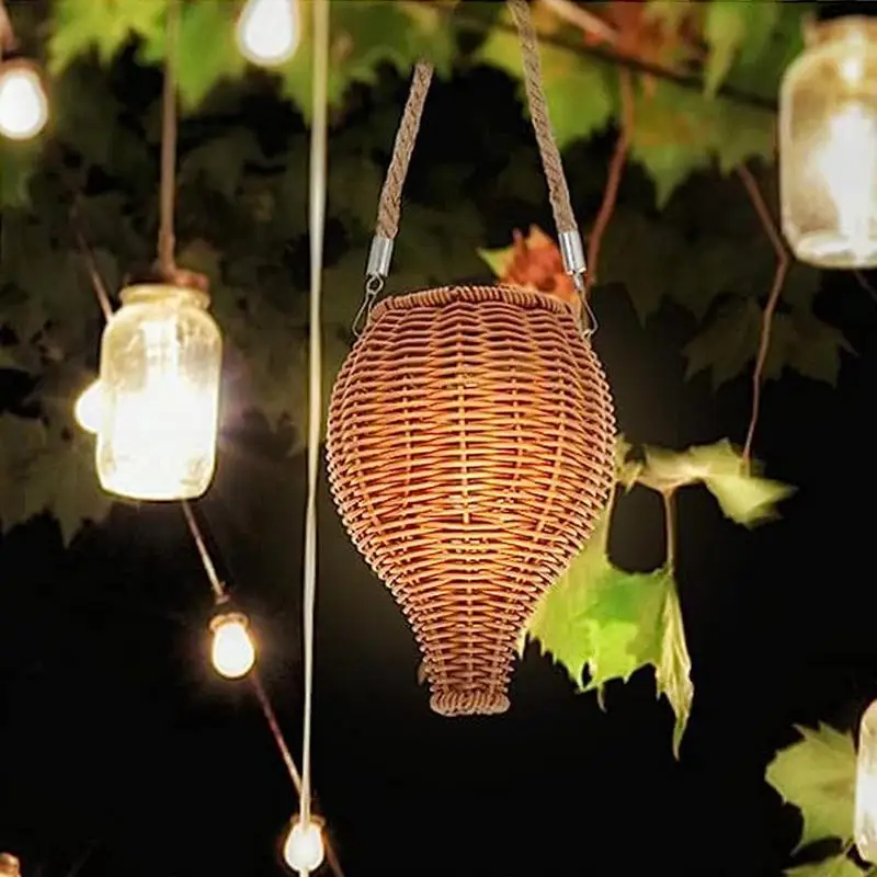 Solar Rattan Lampe Tragbare Rasen Projektion Rattan Gewebte Lampe Handgemachte Camping Landschaft Multifunktionale Rost-beständig Tisch