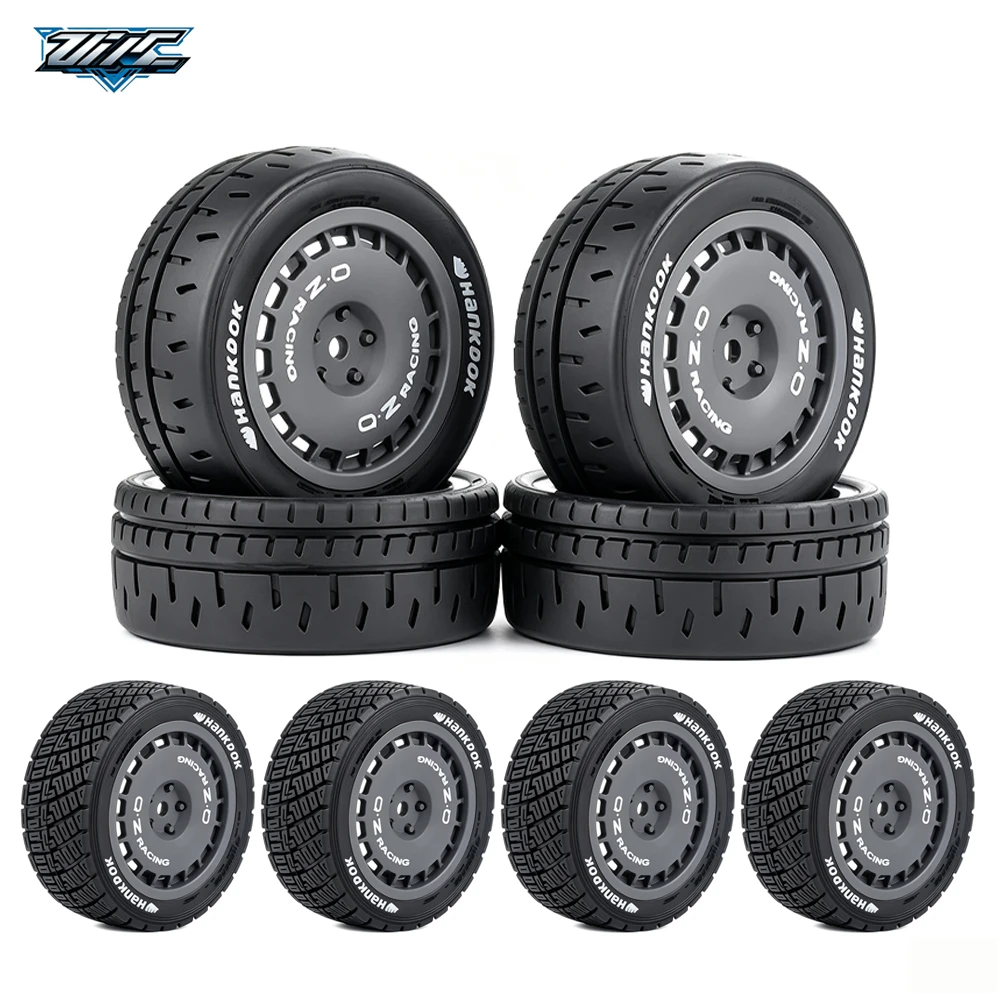 High‑Grip Rubber Rally Tires & Wheels, 4PCS 70mm OD For 1/10 MJXRC 10304 Tamiya TT01 TT02 XV02 On‑Road RC Car Upgrade Parts