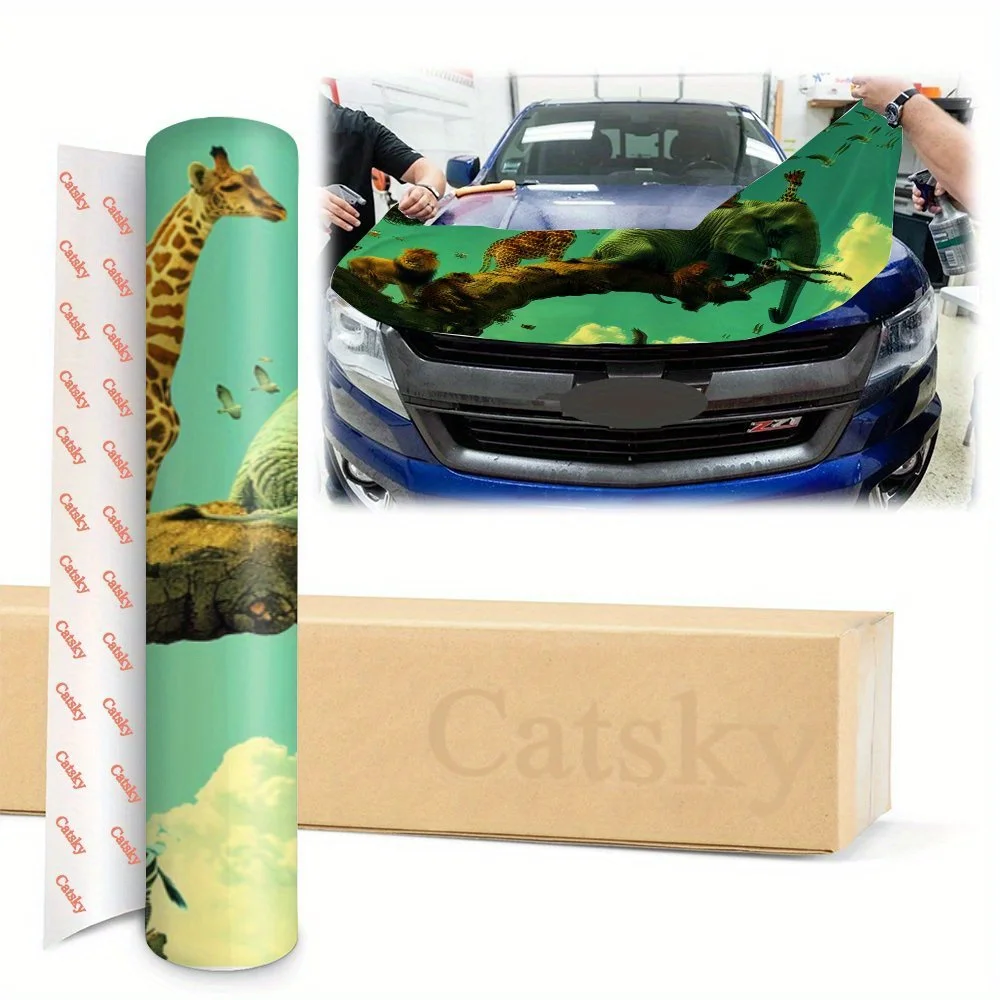 Waldtierwelt Autohaubenaufkleber, Vinyl-Grafikaufkleber, zeigt einen leistungsstarken Sinn