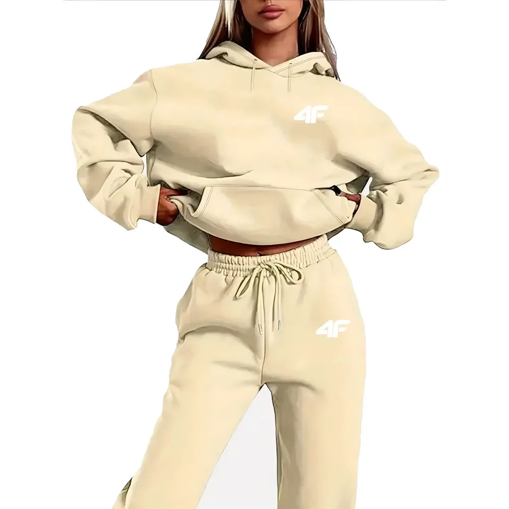 Number Letter Printed Women Hoodie Set Street Hip Hop Clothing Casual Female 2pcs Clothing Plush Sweatshirt Perfect for Outdoor