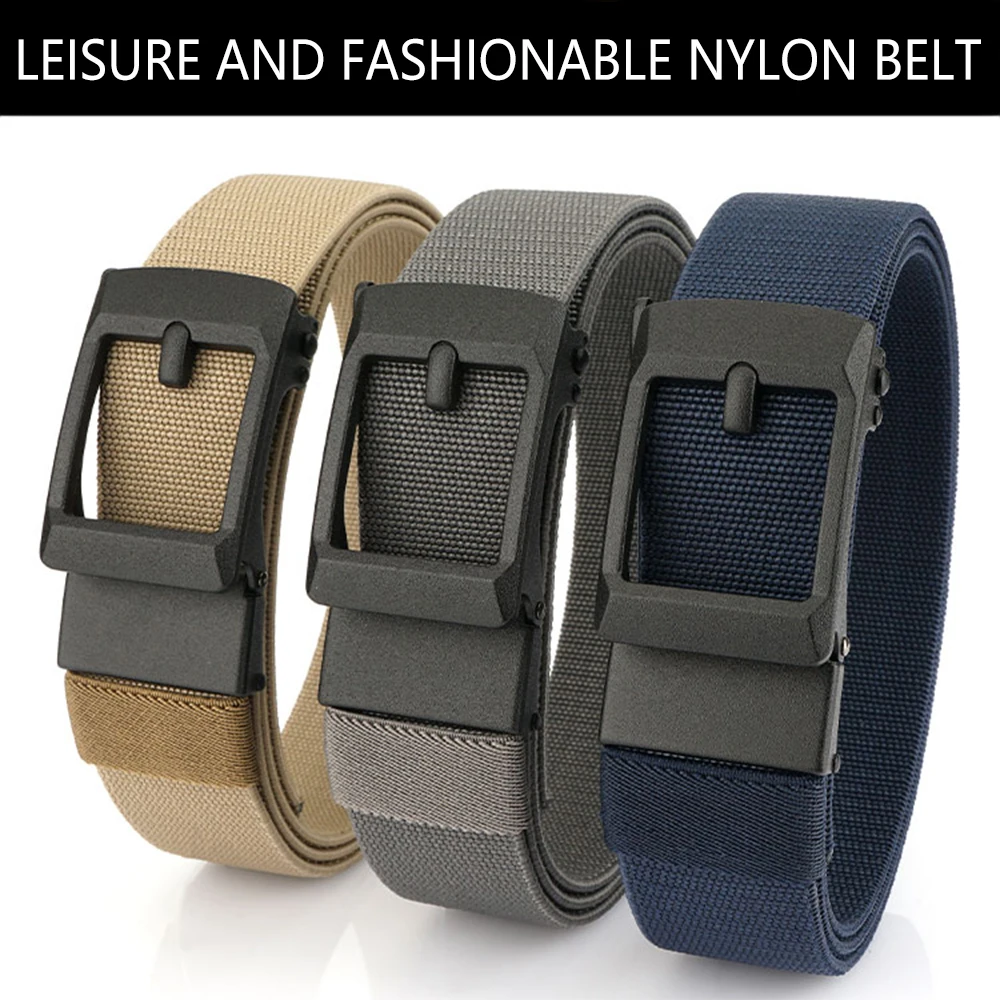 TUSHI New Tactical Belt Automatic Buckle Quick Release Military Elastic Belt Casual Tooling Training Belt Men's Trousers Belt