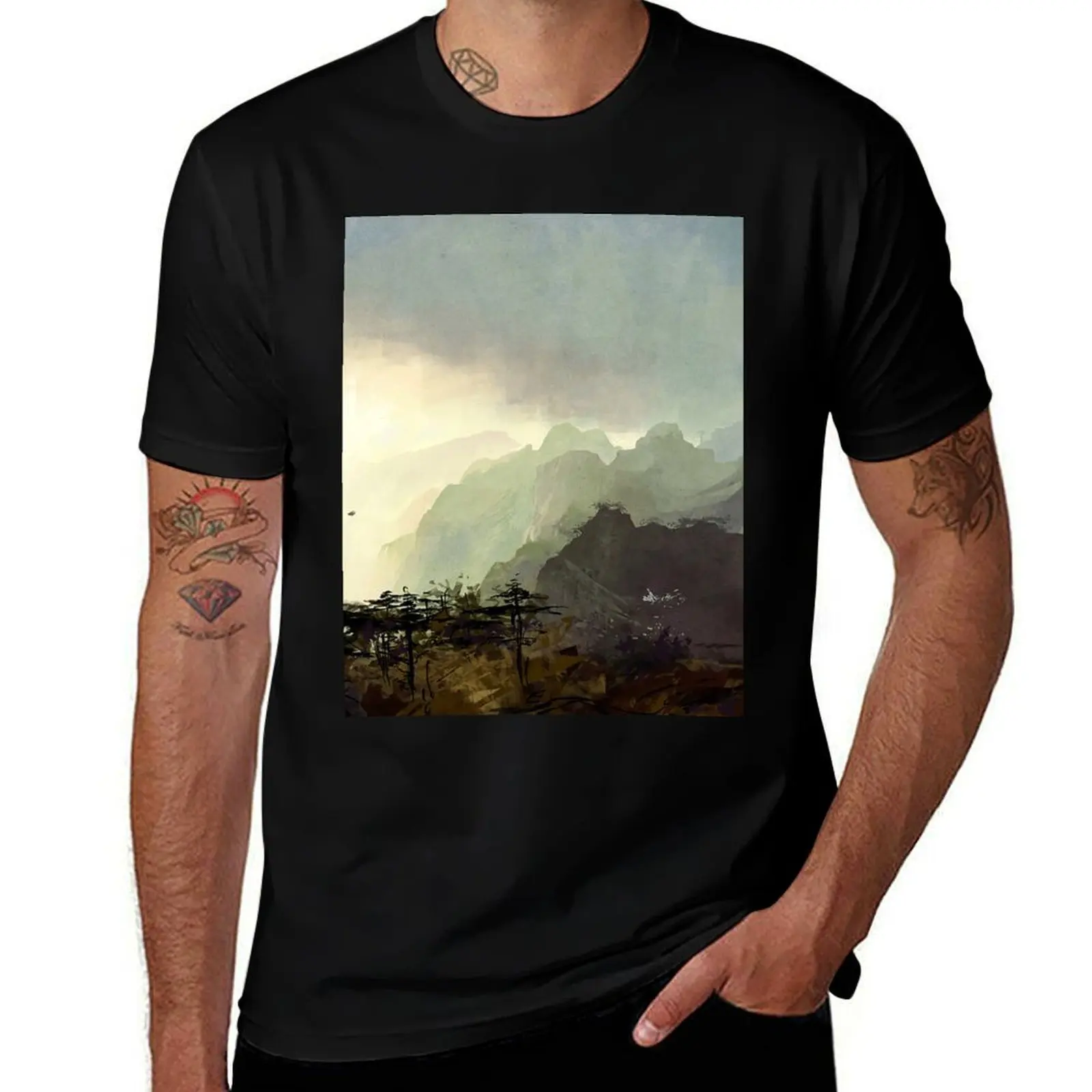 Misty Mountain T-Shirt man graphic t shirt T-Shirt