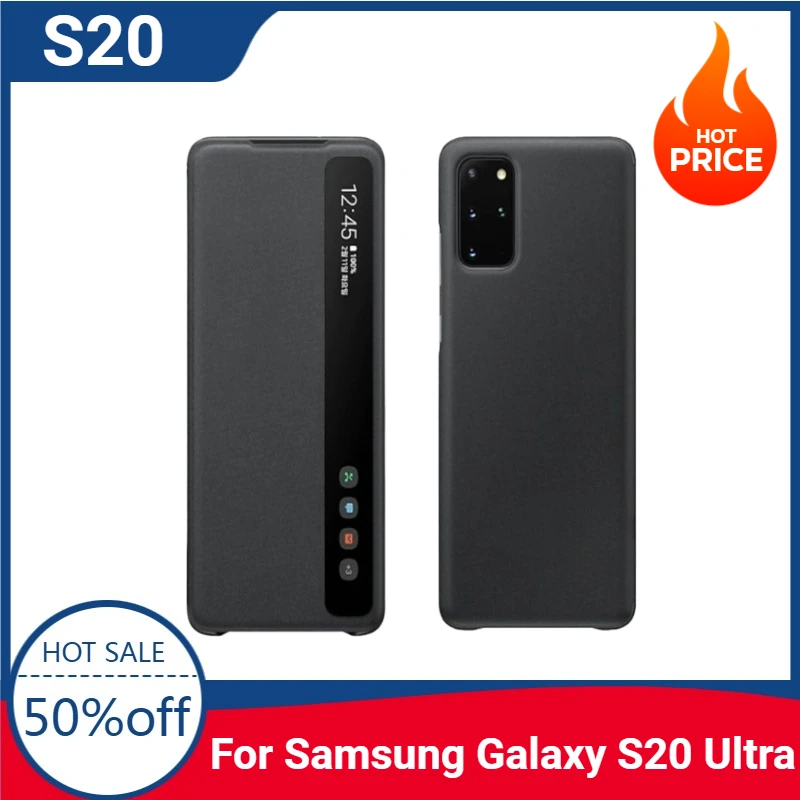 

Window View Clear Intelligent Flip Cover For Samsung Galaxy S20 Ultra S20 Plus S20+ S20 5G Flip-free Smart Chip Leather Case