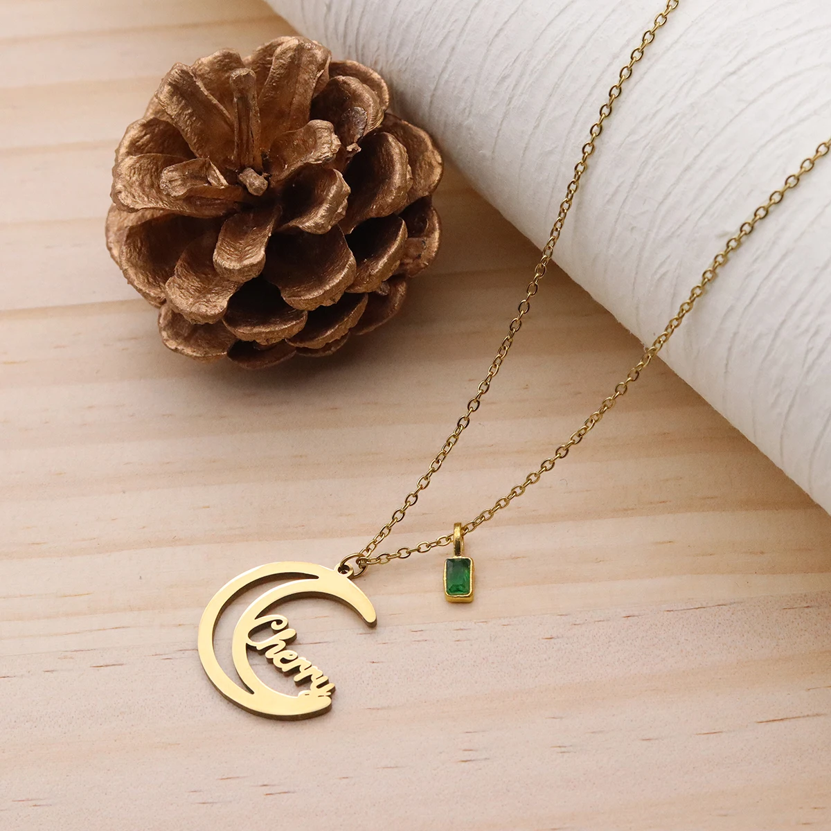 

Chandler Custom Name Cute Simple Moon Choker For Women Stainless Steel Bohemia Pendant Chain Jewelry Collares Bijoux