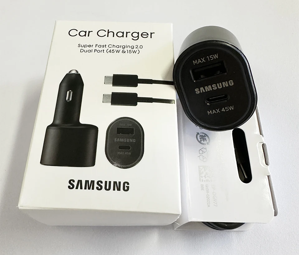 60w Samsung Usb Car Charger Super Fast Charging 45w 15w 2 Port Usb C PD Auto Chargeur Galaxy S24 Ultra S23 S22 Note 20 A53 M54