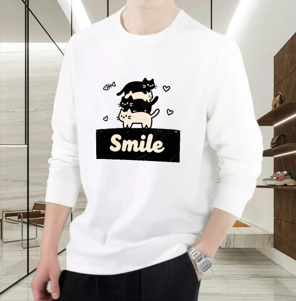 

T shirt men autumn Oversize Sports Halloween Long sleeves Graphic tee Cute Cats Football Comfortable Printed t shirt Gym Gothic