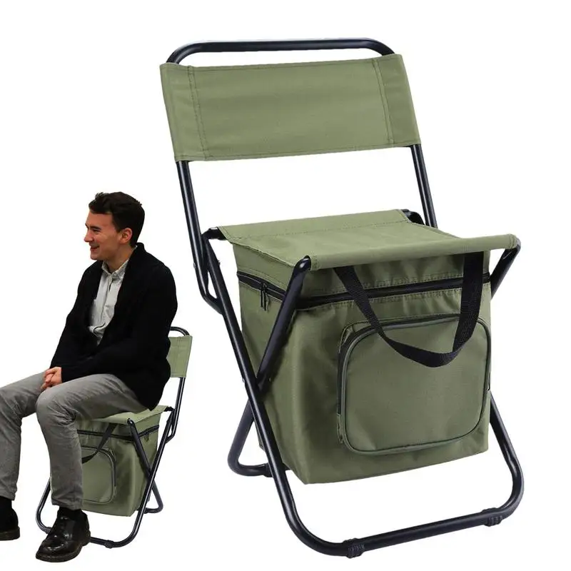 Folding Chairs With Ice Bag Foldable Fishing Chair With High Capacity Ice Bag Portable Oxford Cloth Camping Supplies Strong Load