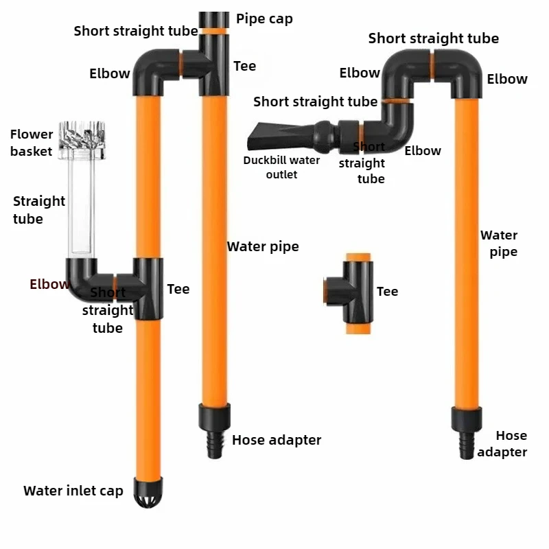 Aquarium Water Inlet Outlet Pipe PVC Tube Fitting Water Skimmer Inflow Outflow Fish Tank Filter DIY Water Inlet Tube Accessories