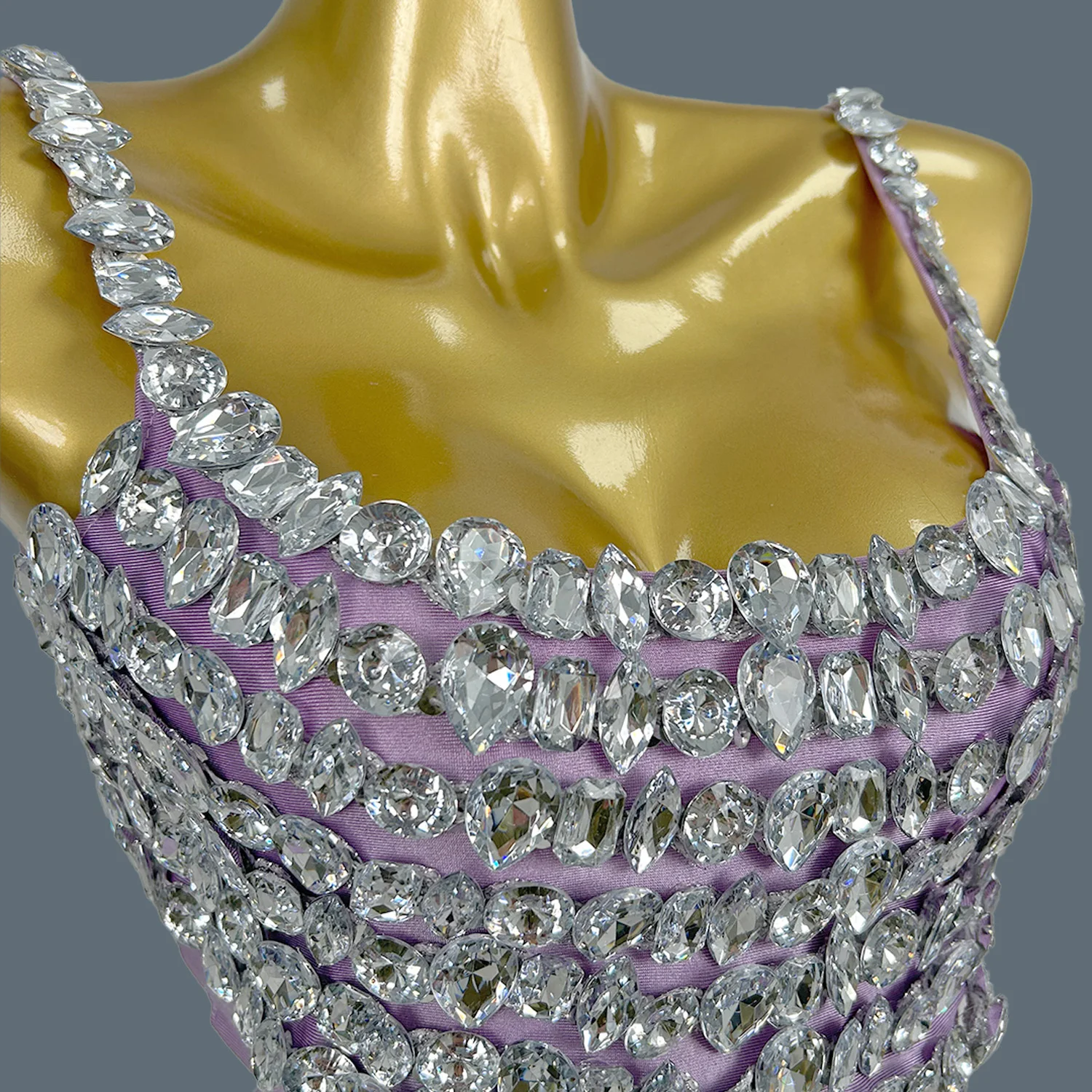 سباركلي حجر الراين مثير نمط سترة المحاصيل القمم تنورة طويلة 2 قطعة مجموعة بار عالية الجانب الشقوق تنورة طويلة ملهى ليلي المرحلة الزي Beixin #5