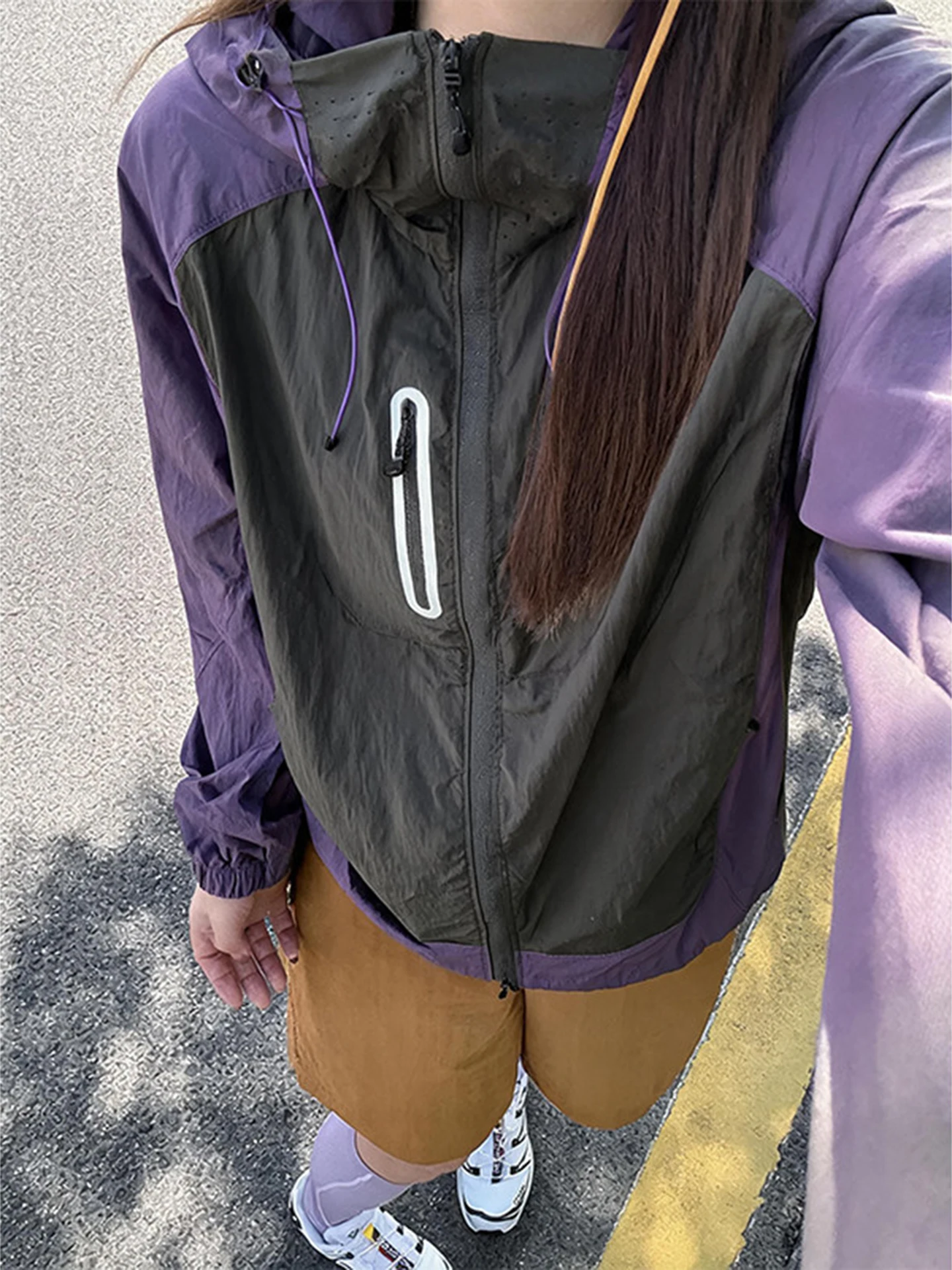 Quick Dry Outdoor Men's Fleece Jacket American Contrast Color Design Lightweight Reflective Strip Hiking Climbing Camping Jacket