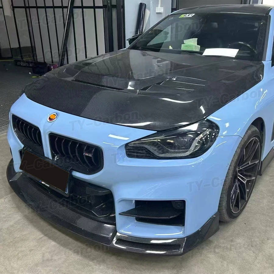 Carbon Fiber V Style Front Engine Hood Cover for BMW 2 Series G42 M240I G87 M2 2022+ Car Vent Bonnet Cap Car Styling  M2 G87