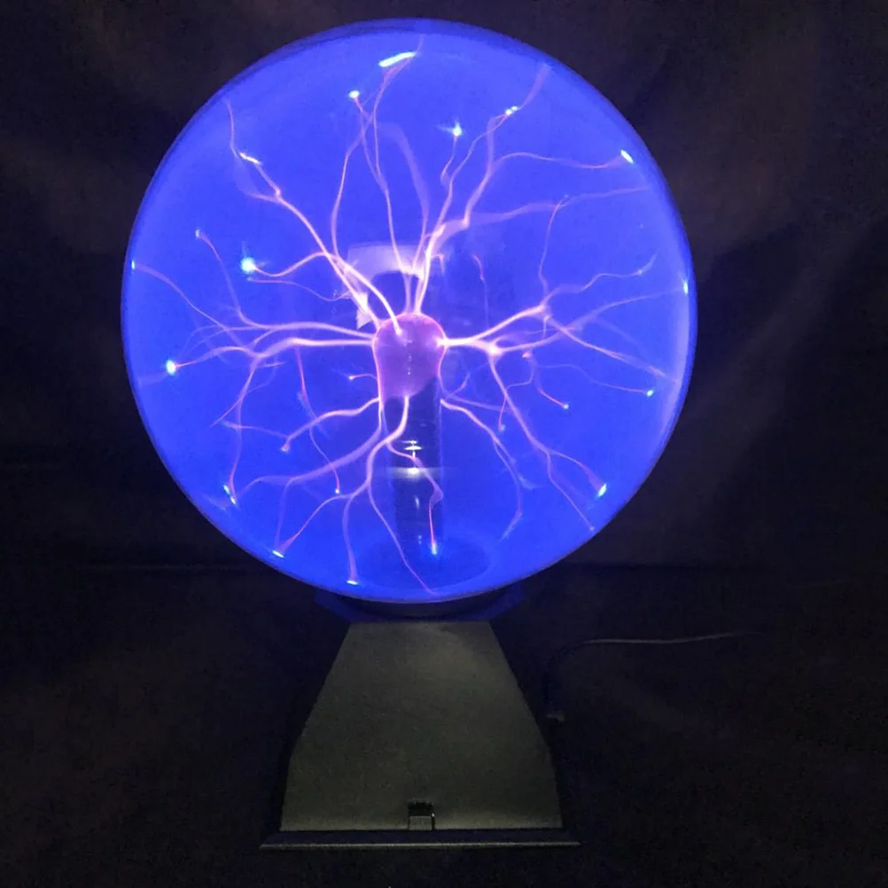 

8 Inch Activated Plasma Ball Lamp Blue Plug Interactive Electric Globe For Home Office Desk Decor Stem