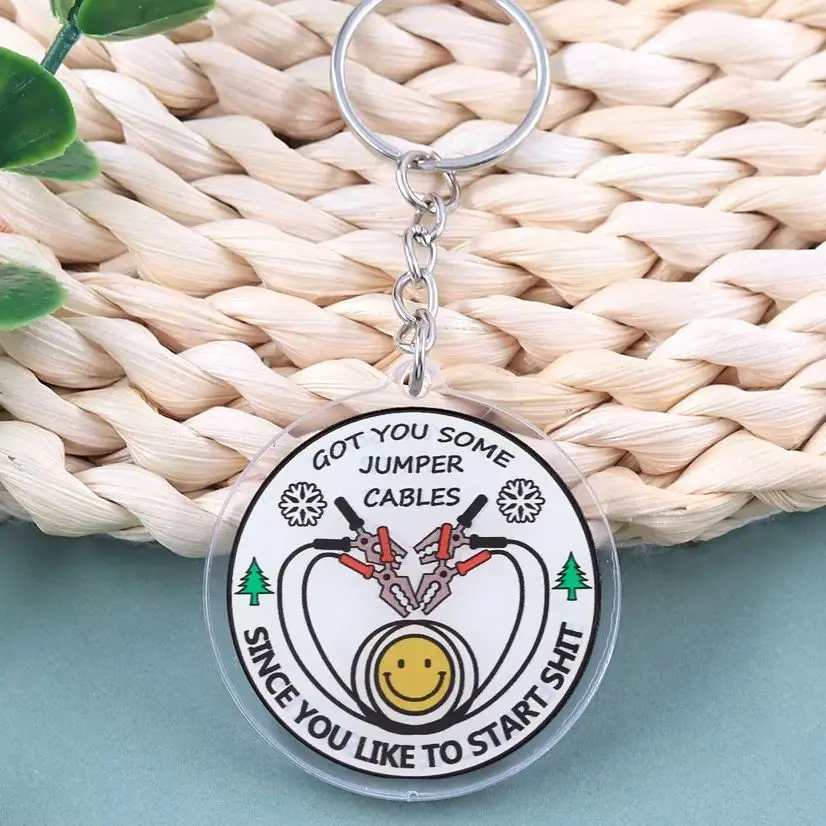 Funny Sarcastic Keychain Since You Like To Start Shit Acrylic Jigsaw Keyring Gag Gift for Friends Rude Humorous Bag Pendant Acce