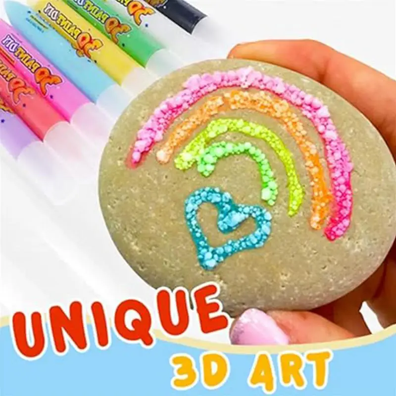 6pcs Magic PopcornPens Puffy3d Art Safe Pen For Greeting Birthday Cards Kids Bubble Pen Diy Handmade Cotton Pen Kids Gifts