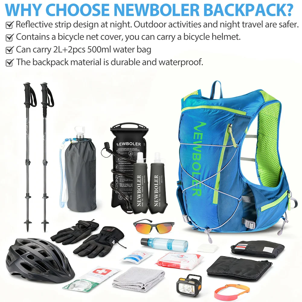 Leichter Outdoor-Rucksack, Trail-Running-Rucksack, Fahrradtasche, Bergsport-Rucksack, Wanderrucksack, Hydrationsrucksack – Detail 6