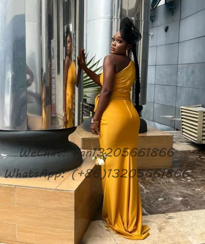 Formal Long Mermaid Bridesmaid Dresses One Shoulder Sashes African Women Wedding Guest Dress Custom Made Prom Party Gown