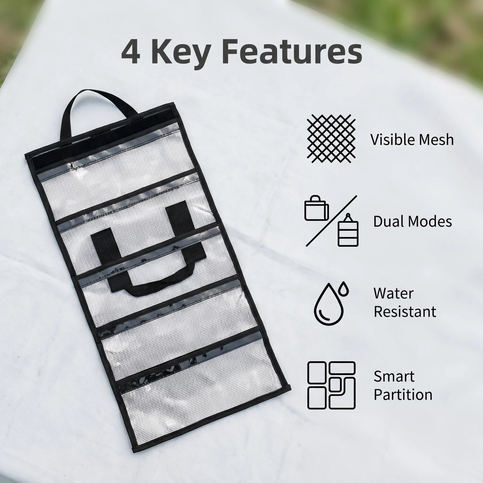 Hirisi 5 Layer Hanging Carp Fishing Rig Wallet Foldable Mesh Tackle Storage Bag Portable Visible Hook Line Fishing Accessories