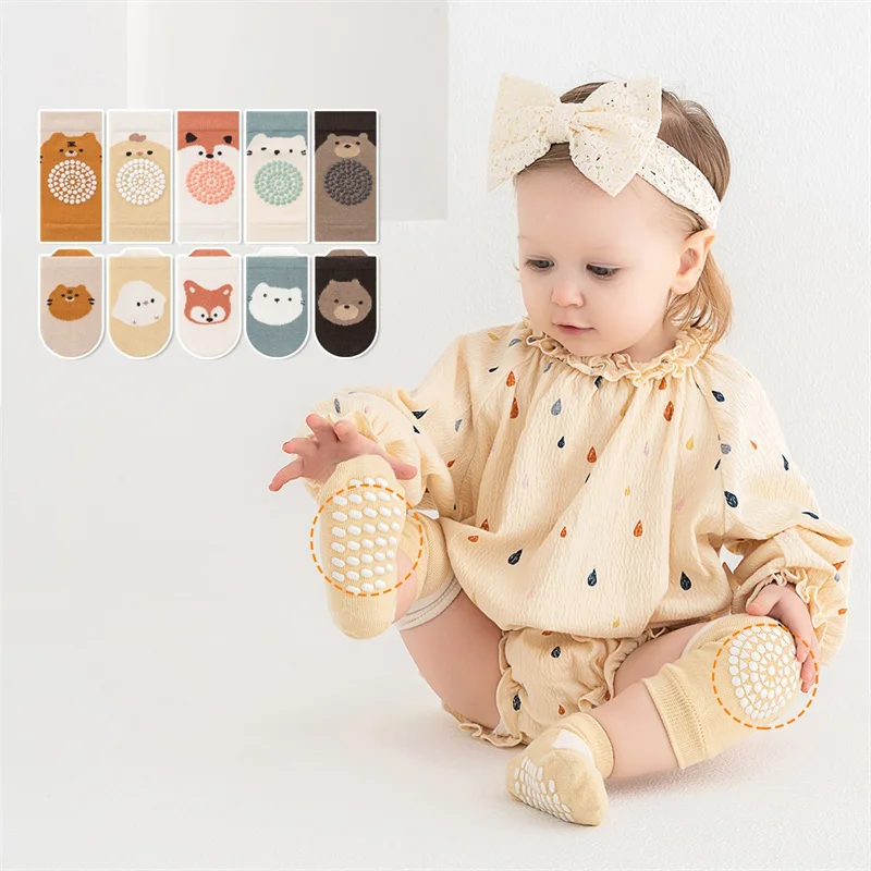 Ensemble de genouillères et chaussettes de sol pour bébés, chaussettes de sécurité pour tout-petits, coussin non ald inoling, protecteur pour nourrissons, 0-3 ans