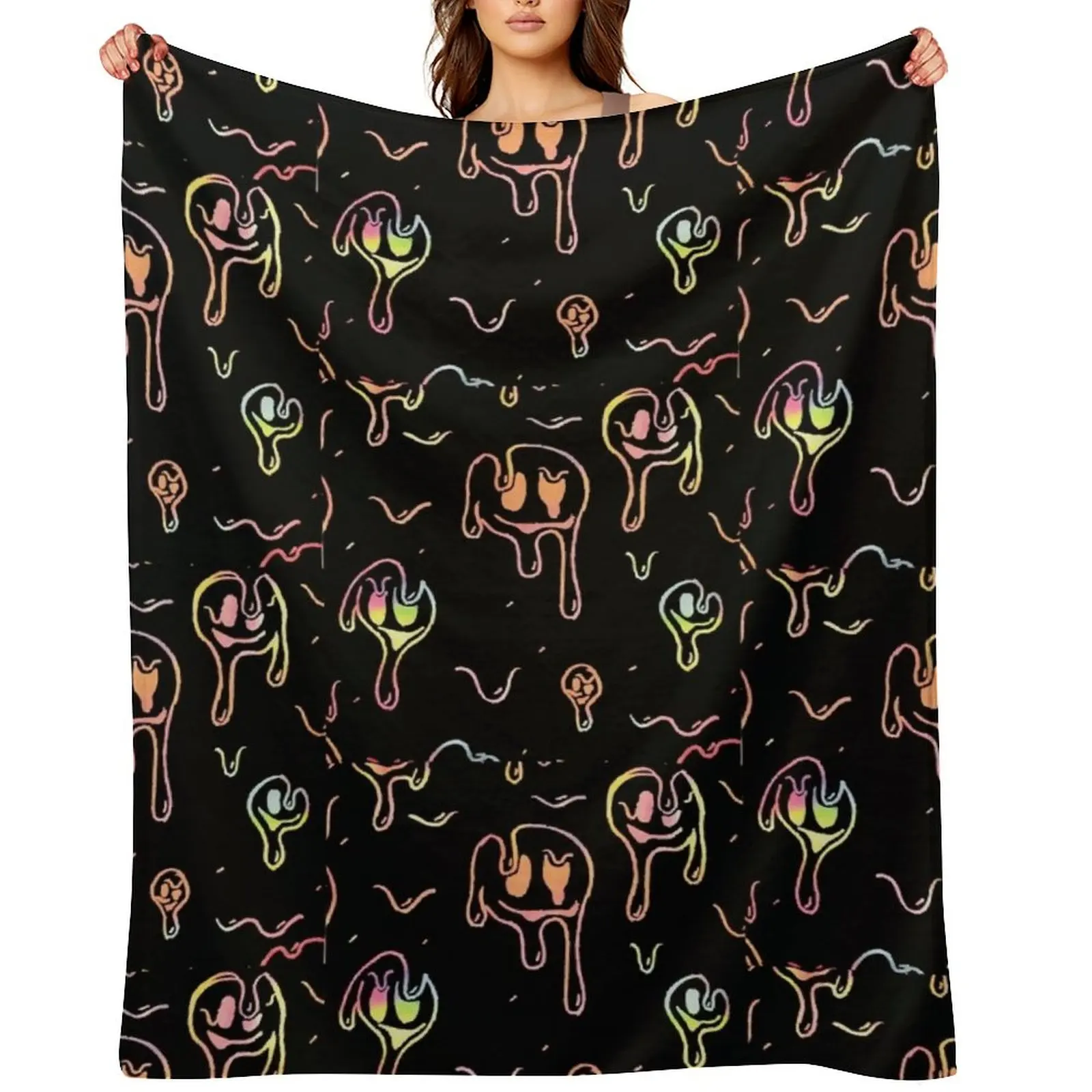 

Rainbow Melting Smilies Throw Blanket sofa bed Plaid For Sofa Thin Moving Blankets