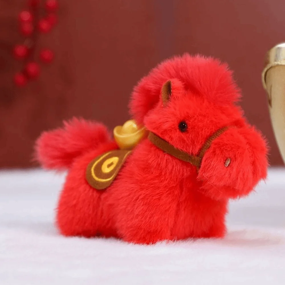 Adorabile ciondolo pony creativo Yuanbao Portachiavi con animali di peluche carini Portachiavi con cavallo di buona fortuna Kawaii Anno del cavallo