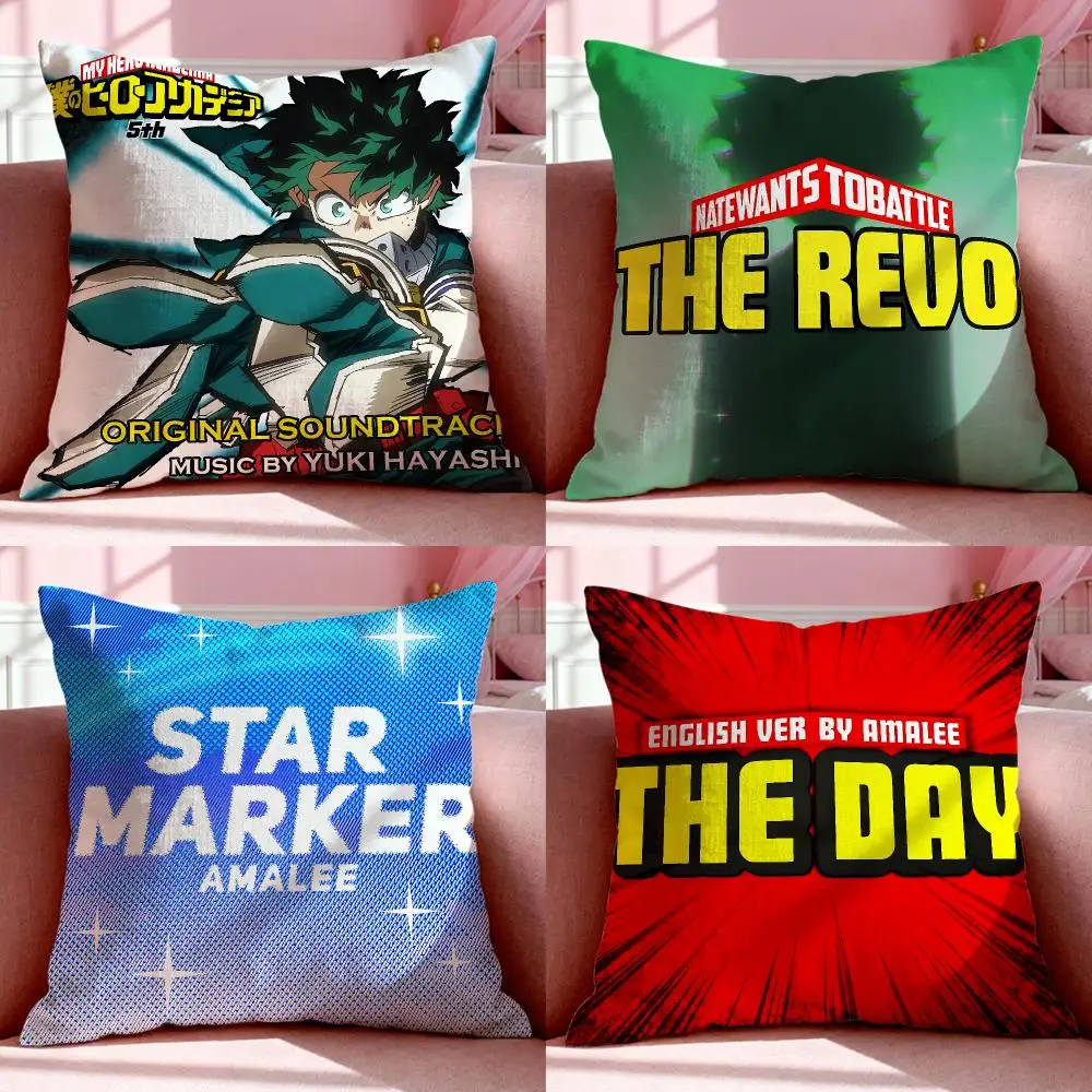 Super Anime M-My Hero Academia Cushion Cover Short Plush Breathable Pillowcase Odorless Invisible Zipper Washable Removable