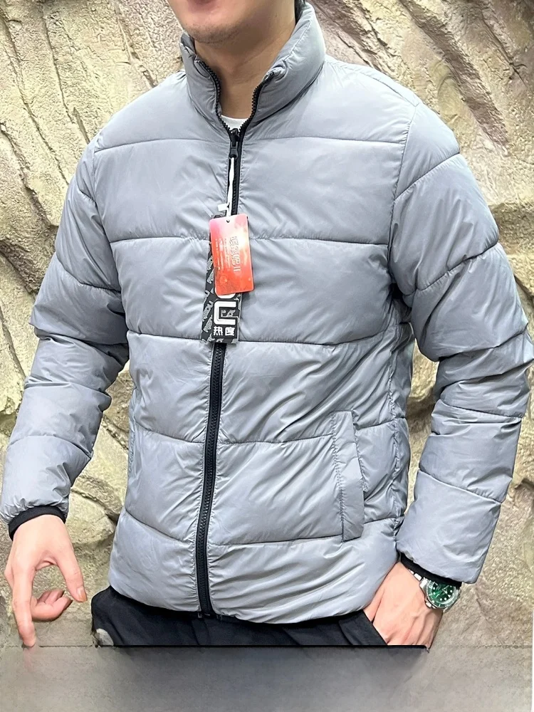 

Lightweight Waterproof Men's Cotton Jaet Stand Collar Warm Windproof Middle Layer Casual Sle Stand Fit Long Sve