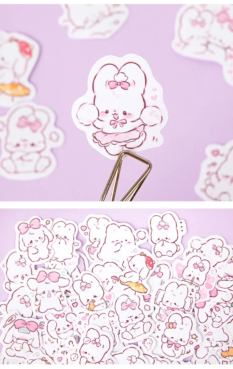 45 Stück/Box Niedliche Hasen-Aufkleber für den Alltag, Kawaii-Dekorationssticker für Planer, Scrapbooking, Schreibwaren, koreanische Tagebuch-Aufkleber – Detail 4