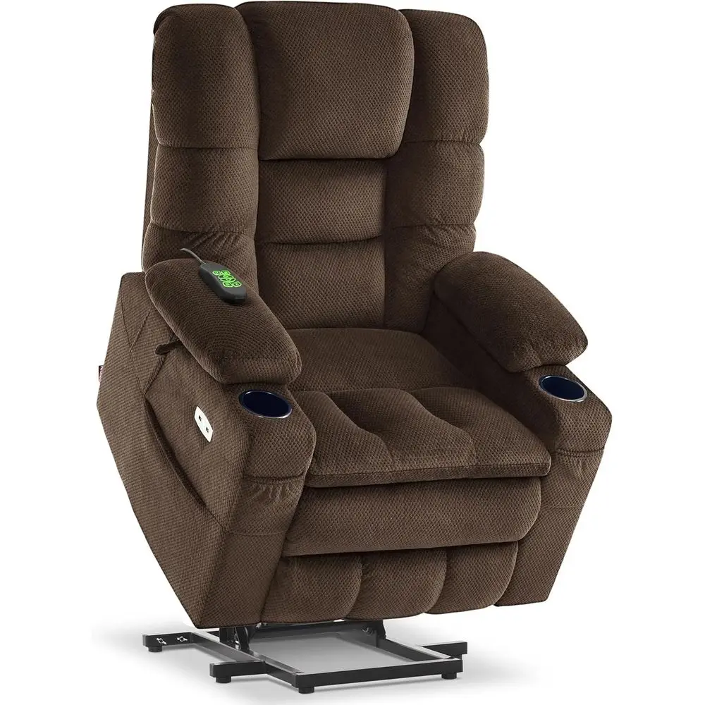 

Triple Motor Power Lit Recliner Chair with Massage and Dual Heating, Adjustable rest or Elderly People, abric 7632 (Coee, Medium
