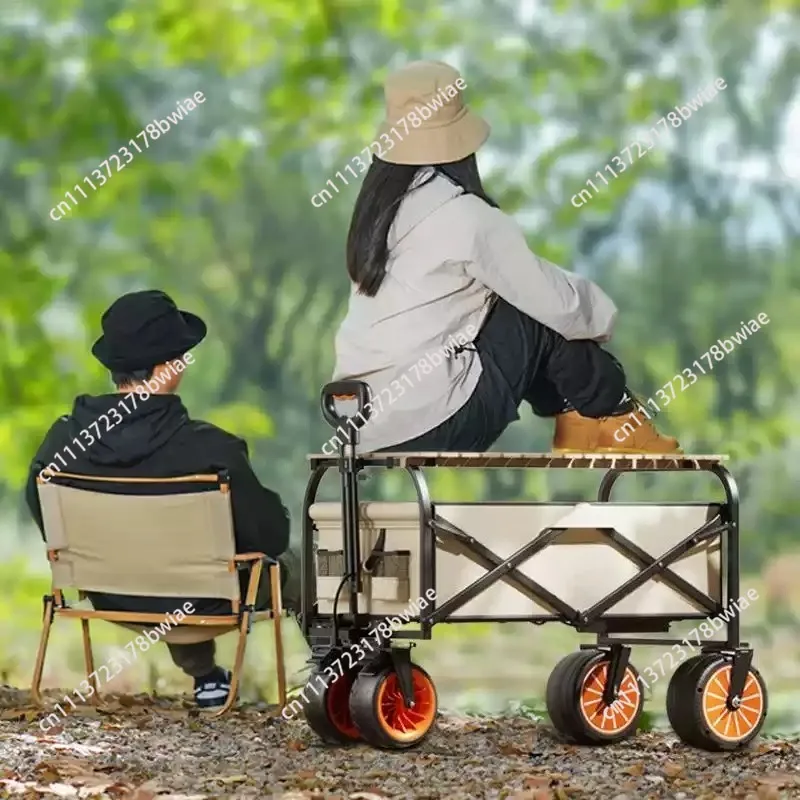 3-6KM Folding Electric Truck Multifunctional Vehicle  Camping Trolley Cart Pure Electric Drive Collapsible Wagon For Camping