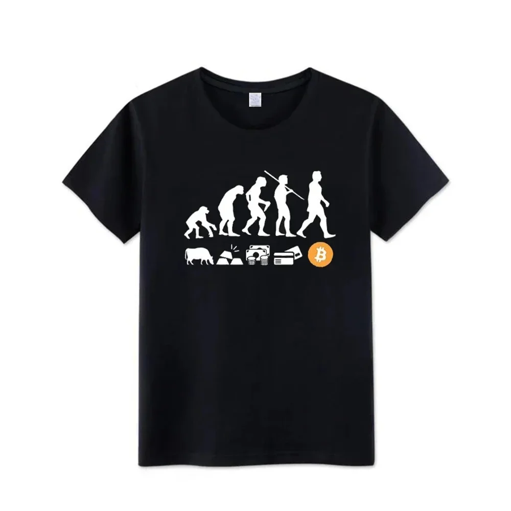 Moschus Währung Evolution Gleiche Bitcoin BTC Kurzarm T-shirts männer T-Shirt Münze Kreis Stir Fried Bitcoin Baumwolle Kleidung Tops