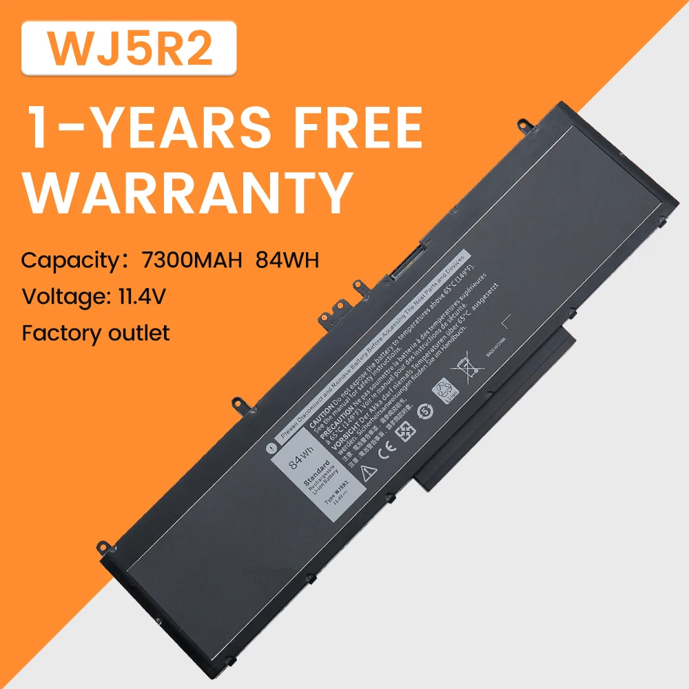 New WJ5R2 4F5YV Laptop Battery For Dell Precision 15 3000 3510 M3510 11.4V 84Wh