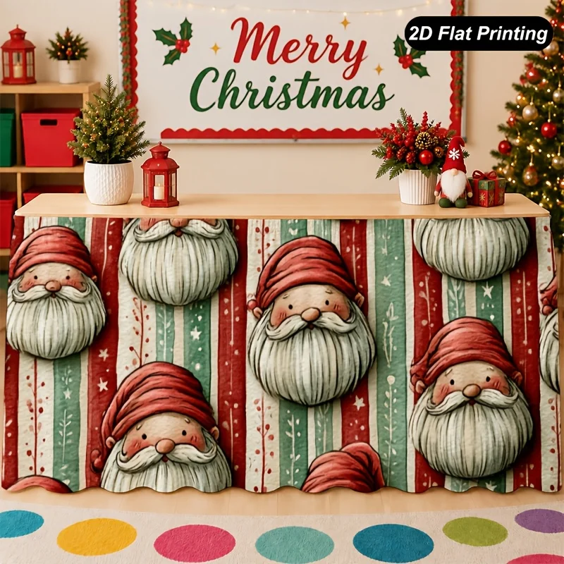 1 piece Christmas table cloth, Santa beard ornament table skirt, perfect for home kitchen decoration