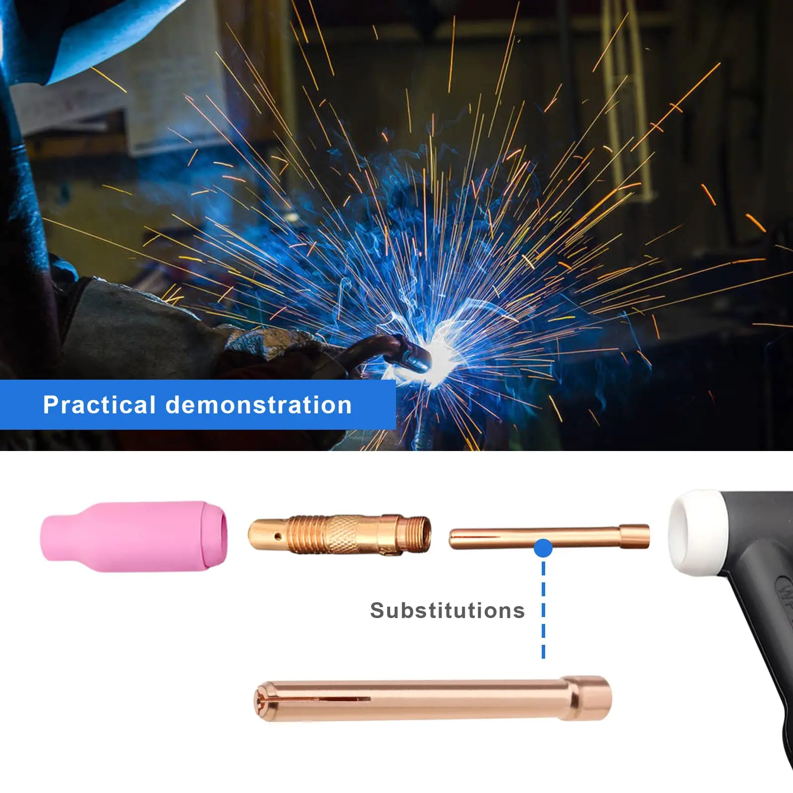 1.6/2.0/2.4/3.2mm Tungsten Electrode Collet TIG Torch Consumables Collet for WP17 WP18 WP26 Tig Torch