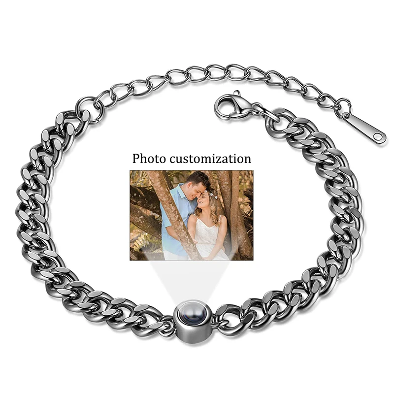 Personalized Bracelet Customized Projection Bracelet with Photo Adjustable Custom Picture Bracelet Birthdasy Gift for Men Women