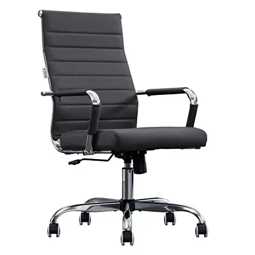 Home Office Chair Ribbed, Modern Leather Conference Room Chairs, Ergonomic Office Desk Chair, High Back Executive
