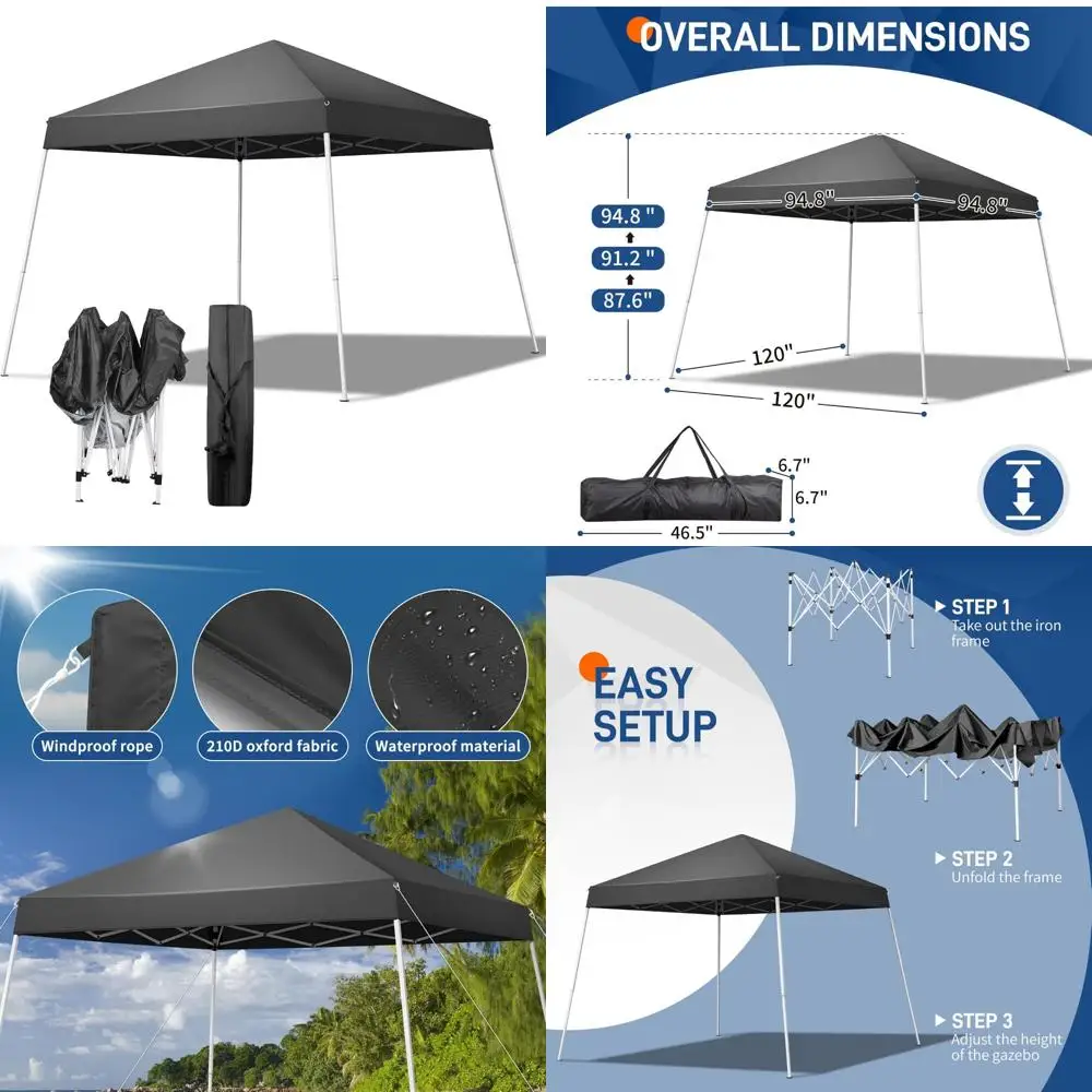 

Outvita Canopy 7.8x7.8' Pop Up Commercial Instant Gazebo Tent, Waterproof & UV Protection Canopy Tent with Slant Legs for Party