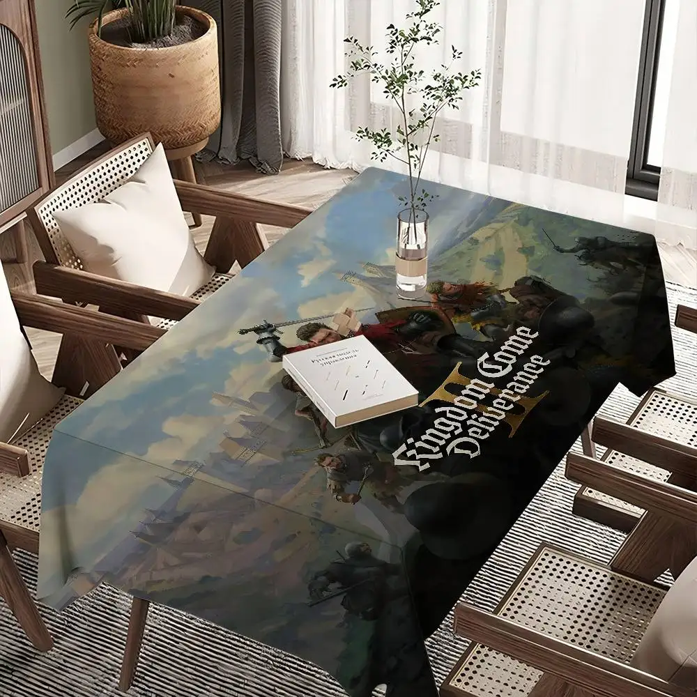لعبة Kingdom Come D-Deliveryance مفارش المائدة المنزلية لتزيين الطعام وإكسسوارات الطاولة المستطيلة قماش مقاوم للماء مضاد للبقع #1