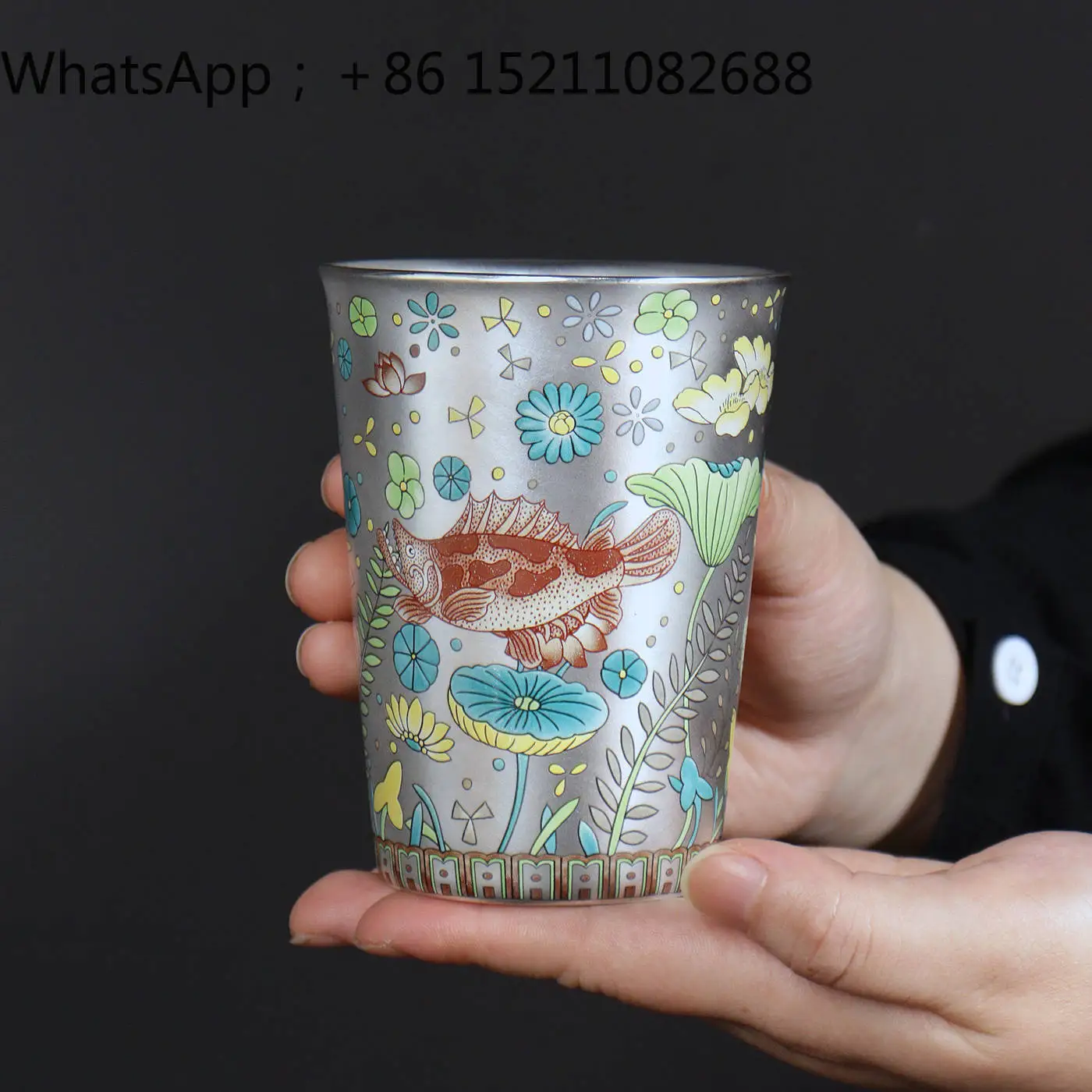 LLY 999 sterling silver powder silver large teacup high-end personal special large-capacity Coke cup wine cup