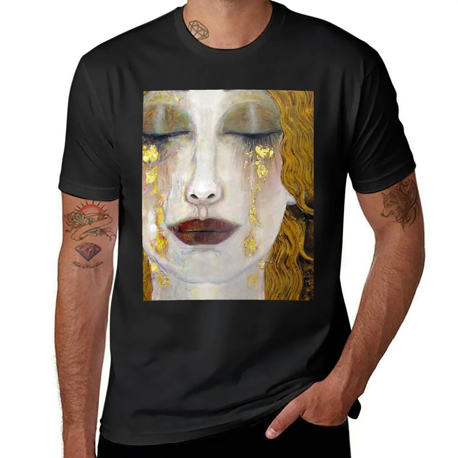 Klimt Golden Tears T-Shirt quick-drying Blouse mens plain t shirts