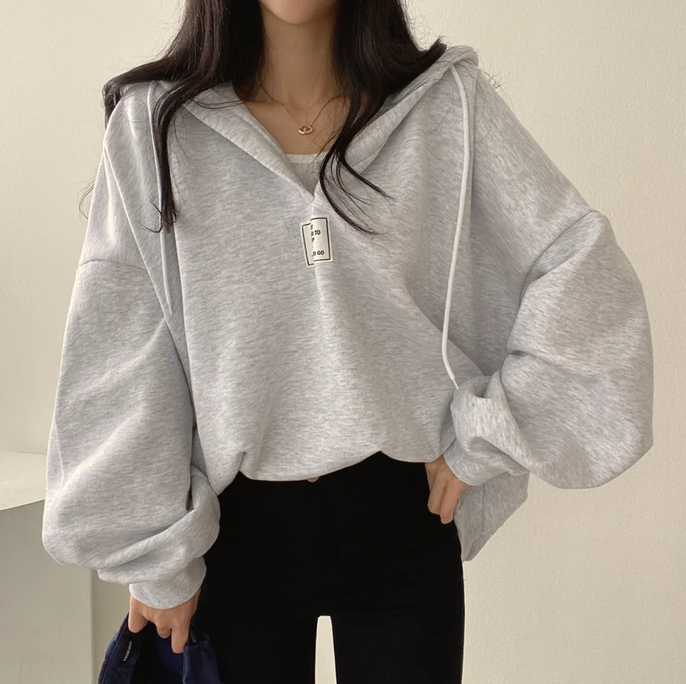 BF Style Loose Women Hoodies Outerwear Bat Sleeve Hooded Pullovers Tops 2022 New Autumn All-Matched Chic Female Sweatshirt