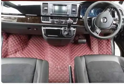 Top quality Rugs, Full set car floor mats for Right hand drive Volkswagen Multivan T5 T6 2022-2003 6 7 seats waterproof carpets