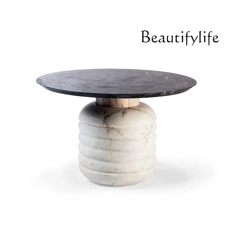 X Modern Simple Light Luxury Model Apartment Hotel Designer Pleated Marble Corner Table Coffee Table