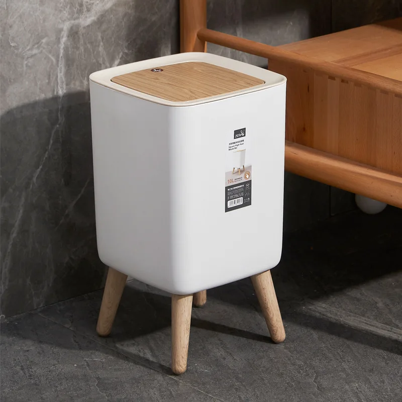 High‑End Tall Press Trash Can With Lid Creative Household Waste Bin For Living Room Bedroom Desktop