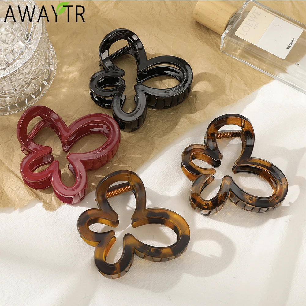 AWAYTR-garras para el cabello de mariposa de acetato ámbar, pinzas para el cabello a la moda, cangrejo para mujer y niña, accesorios para el cabello de regalo, tocados de San Valentín