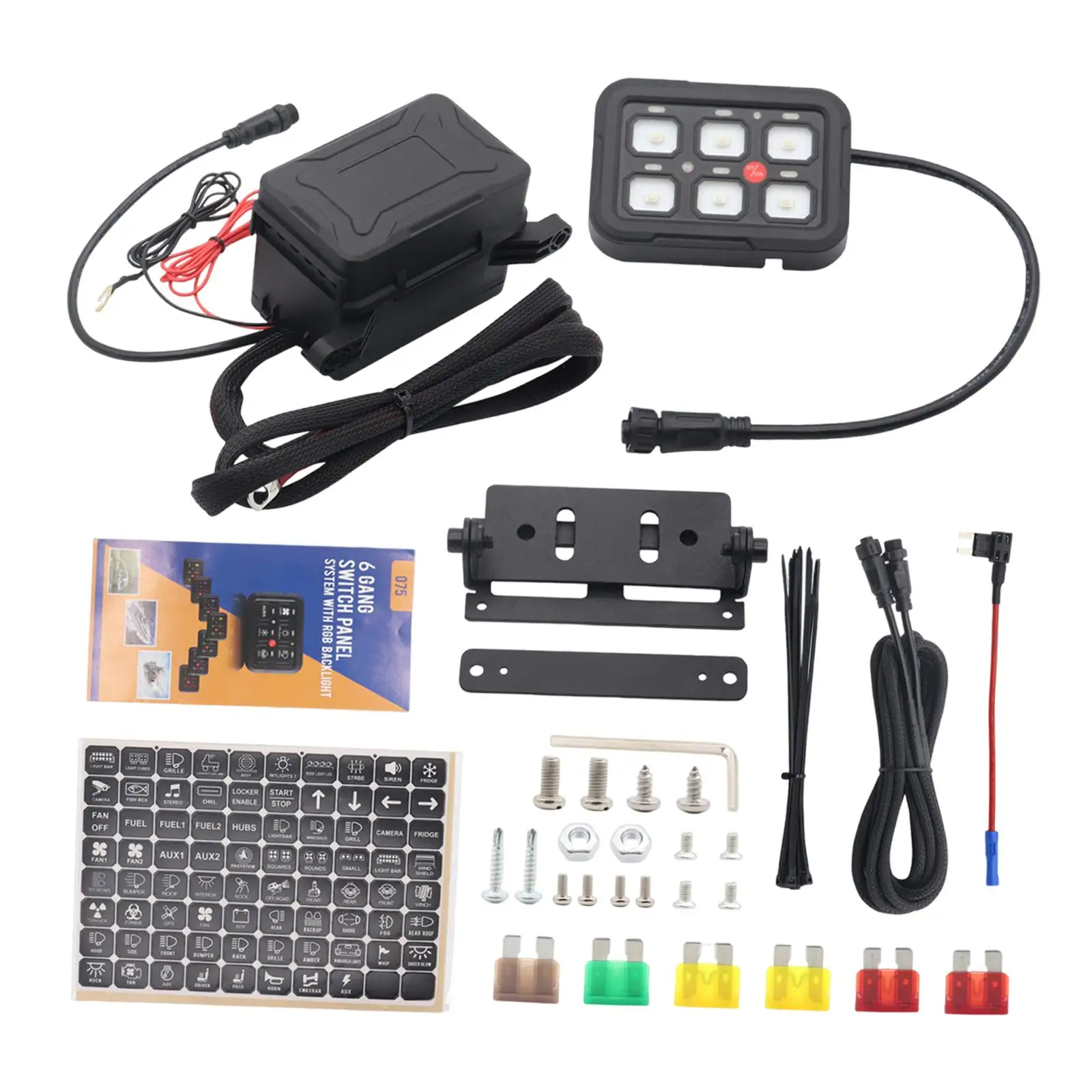 6 Gang Switch Panel Car Switch Panel Button ,Dustproof ,Automatic Dimmable LED Switch Pod Touch Switch Box for UTV